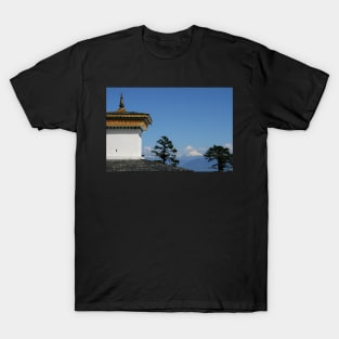 Chorten and Mountains, Bhutan T-Shirt